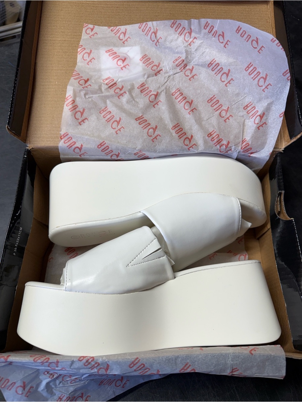 Rouge! White Platform Slide Sandals
